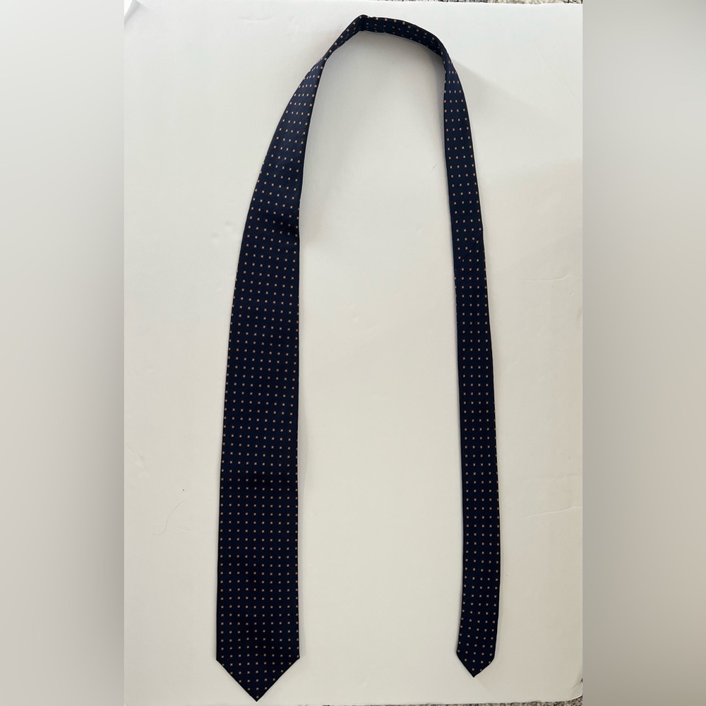 Ermengildo Zegna, Navy and Orange, 100% Silk, Patterned Tie - Picture 6 of 8
